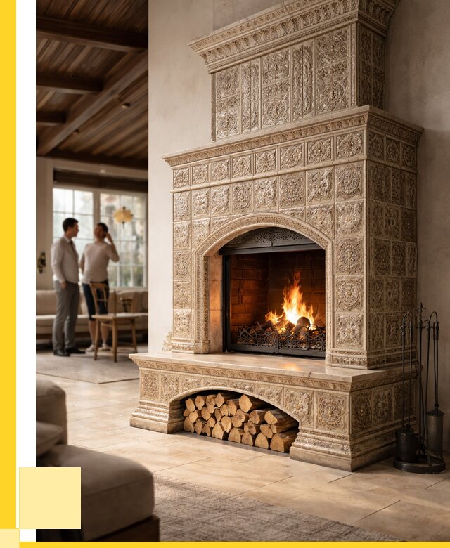 Купить изразцовый камин в Инте от 253550 р. | ЭриданИнт