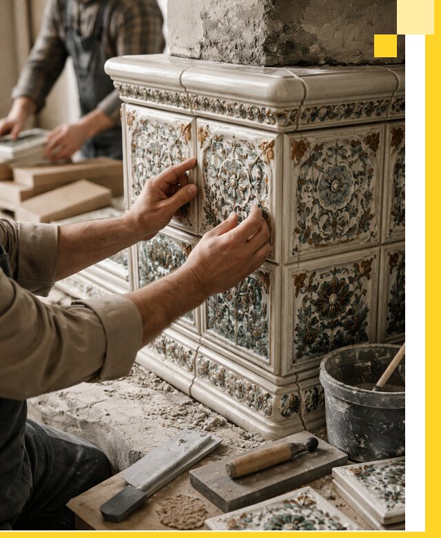 Изразцовые камины под ключ в Инте: проект и монтаж