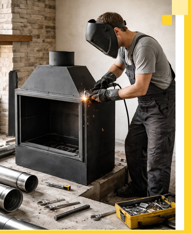 Продажа и установка металлических каминов в Инте под ключ