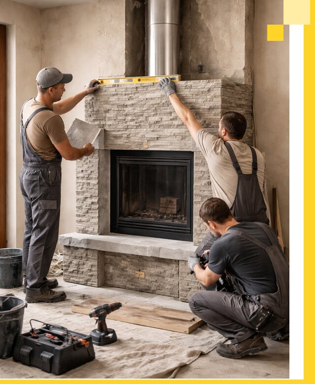 Профессиональный монтаж каминов под ключ в Инте для дома