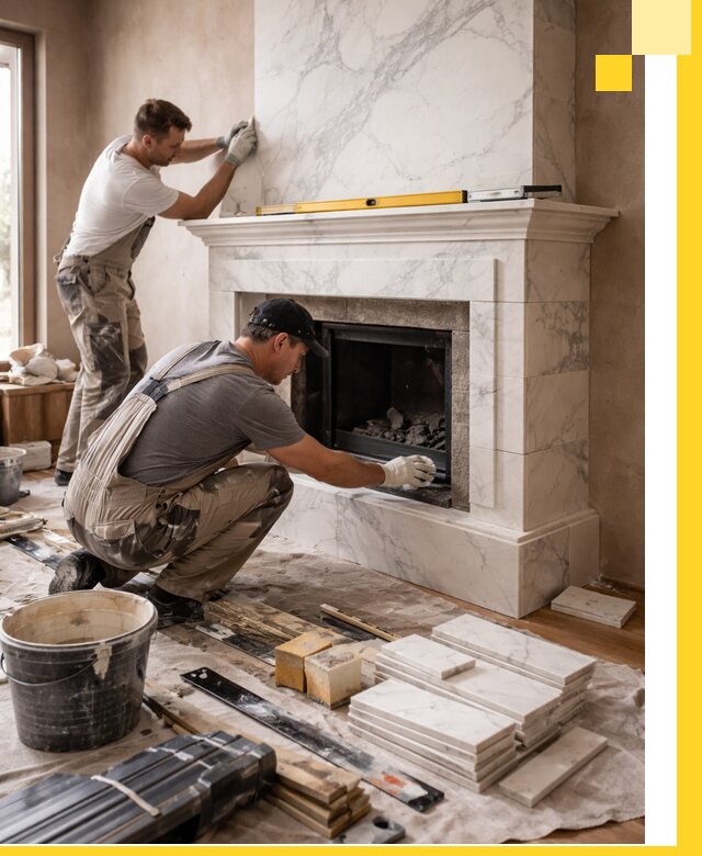 Отделка каминов в Инте качественные облицовочные работы