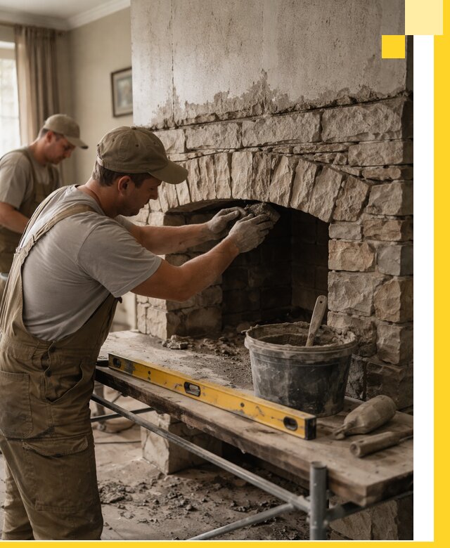 Изготовление каминов под ключ в Инте, монтаж и отделка