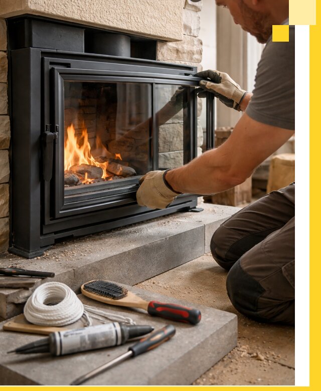 Производство, монтаж и доставка каминов со стеклом в Инте