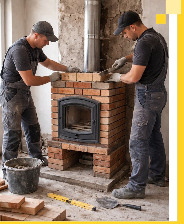 Монтаж печи камина под ключ в Инте с гарантией и пусконаладкой