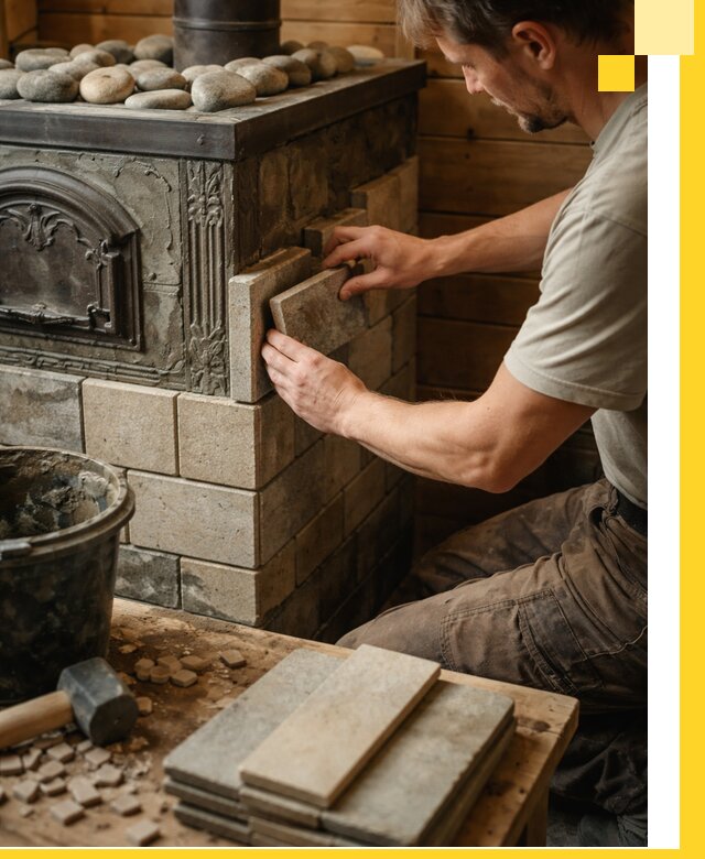 Облицовка банных печей в Инте профессиональная отделка