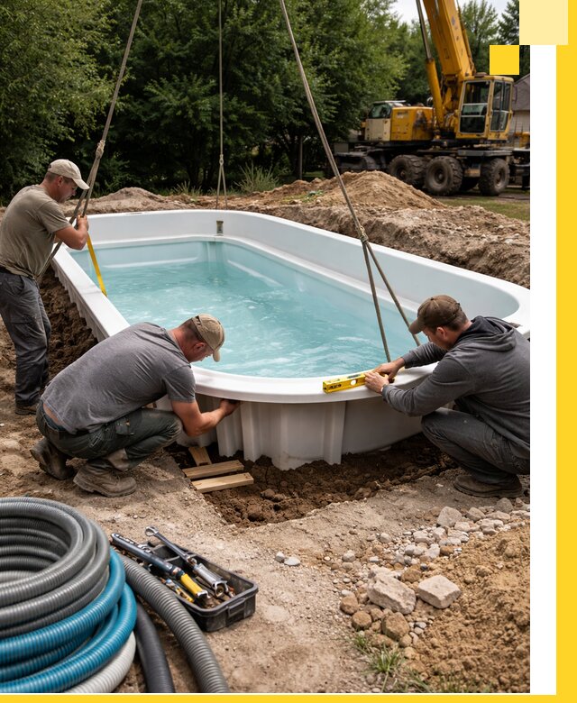 Установка и монтаж композитных бассейнов под ключ в Инте