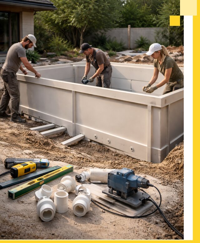 Установка полипропиленовых бассейнов под ключ в Инте