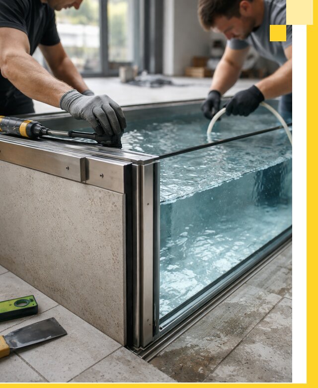 Проектирование и монтаж стеклянных бассейнов в Инте