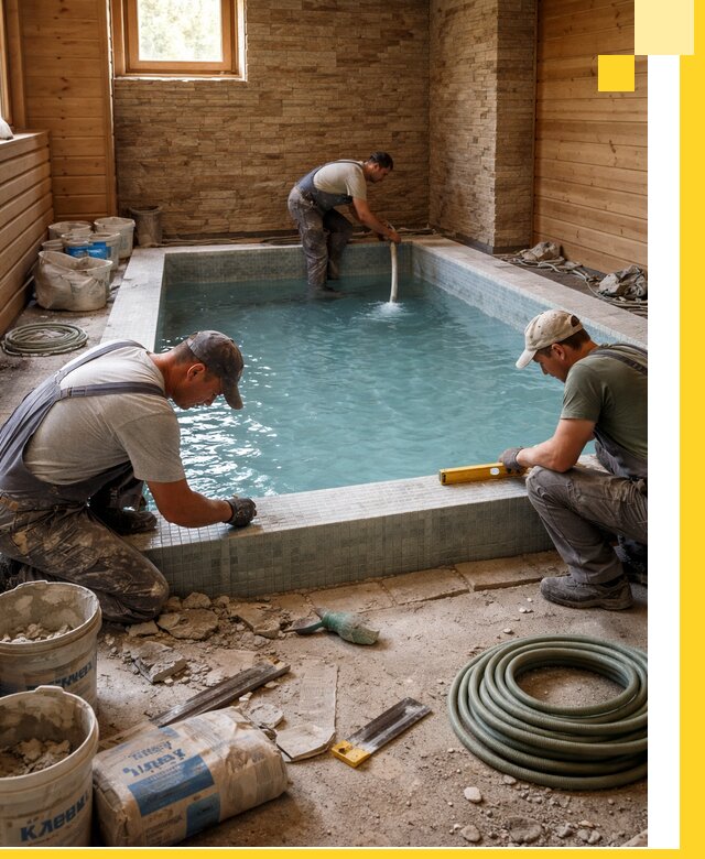 Проектирование и строительство бассейнов для бани в Инте