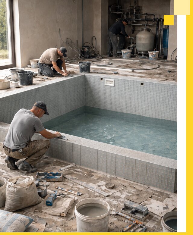 Строительство и монтаж бассейнов в помещении в Инте