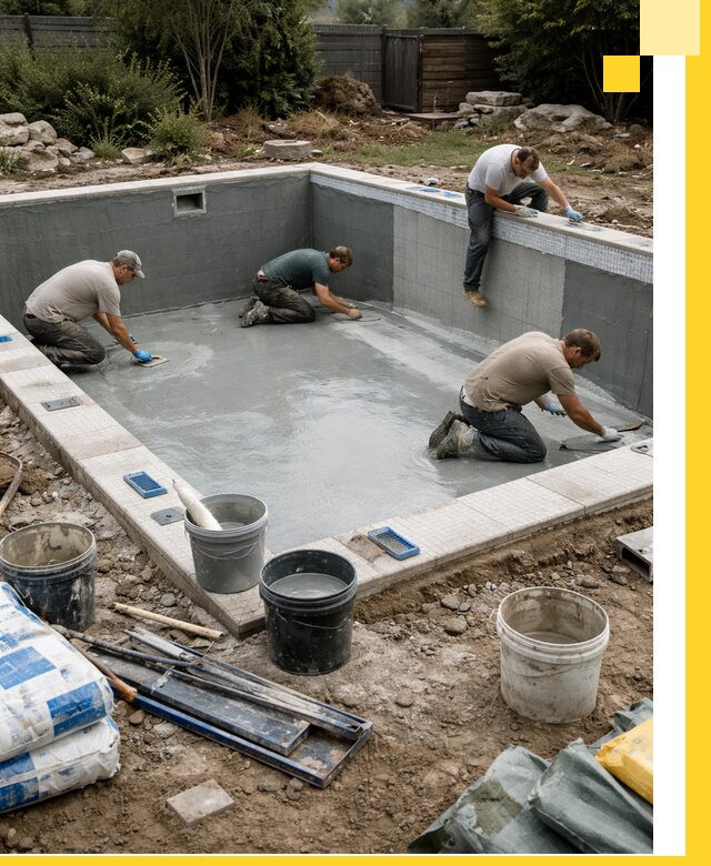 Изготовление и монтаж чаши бассейна под ключ в Инте