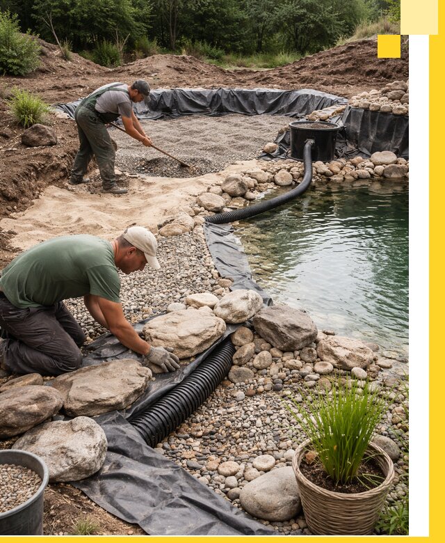 Строительство природных бассейнов и озер в Инте под ключ