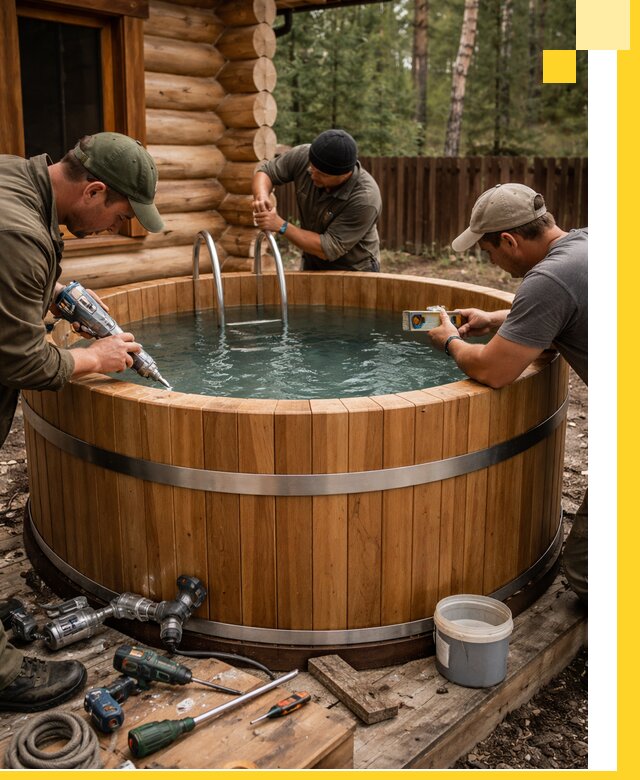 Строительство бань с купелью под ключ и отделкой в Инте