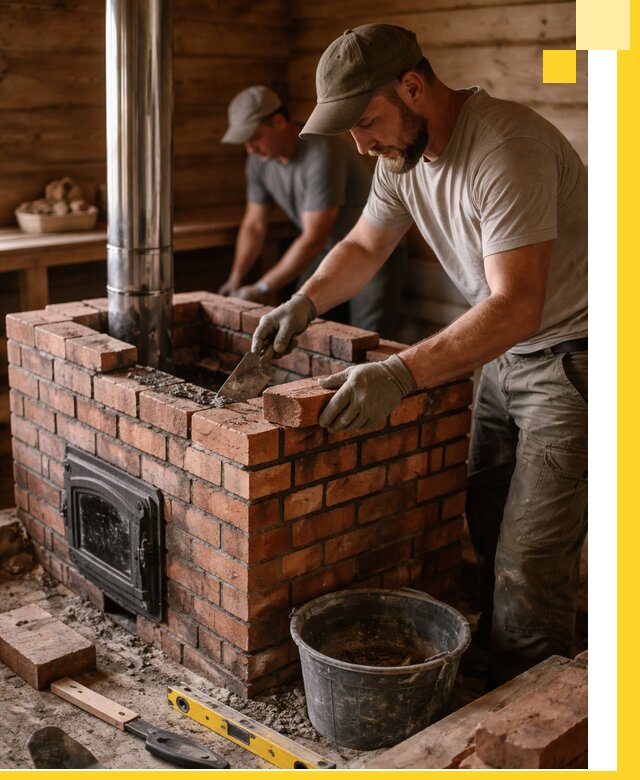 Кирпичные печи для бани под ключ в Инте, проект и монтаж