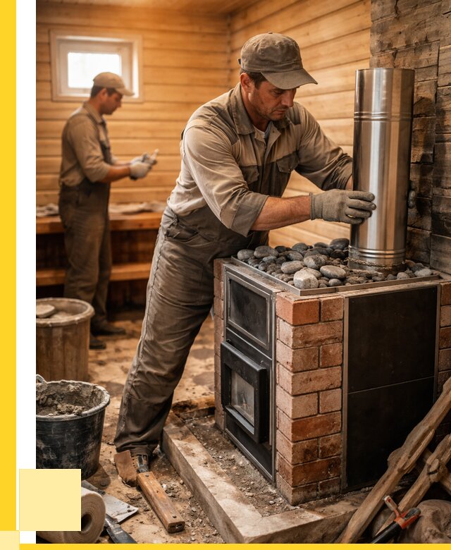 Монтаж печи в бане под ключ в Инте от 20284 р. | ЭриданИнт