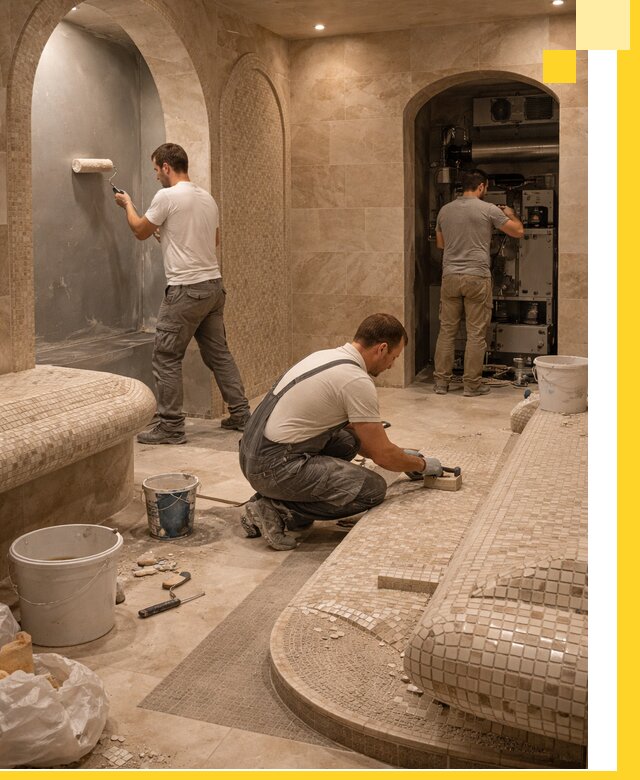 Строительство бани с хамамом и бассейном под ключ в Инте