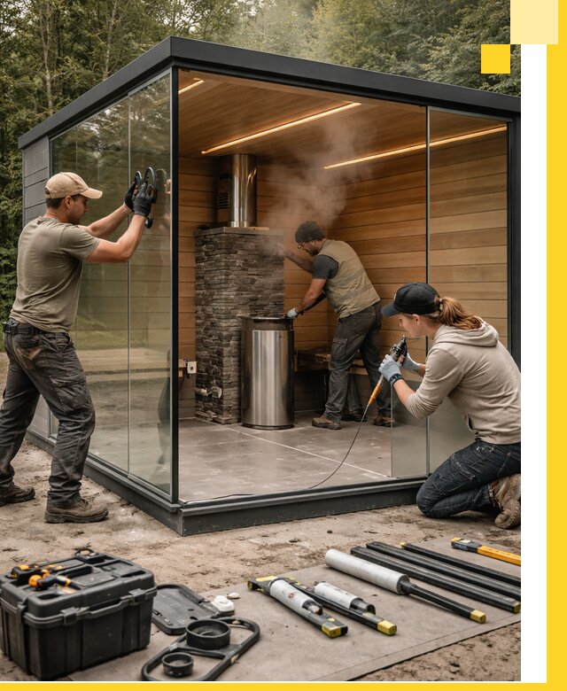 Проектирование и строительство стеклянных бань в Инте