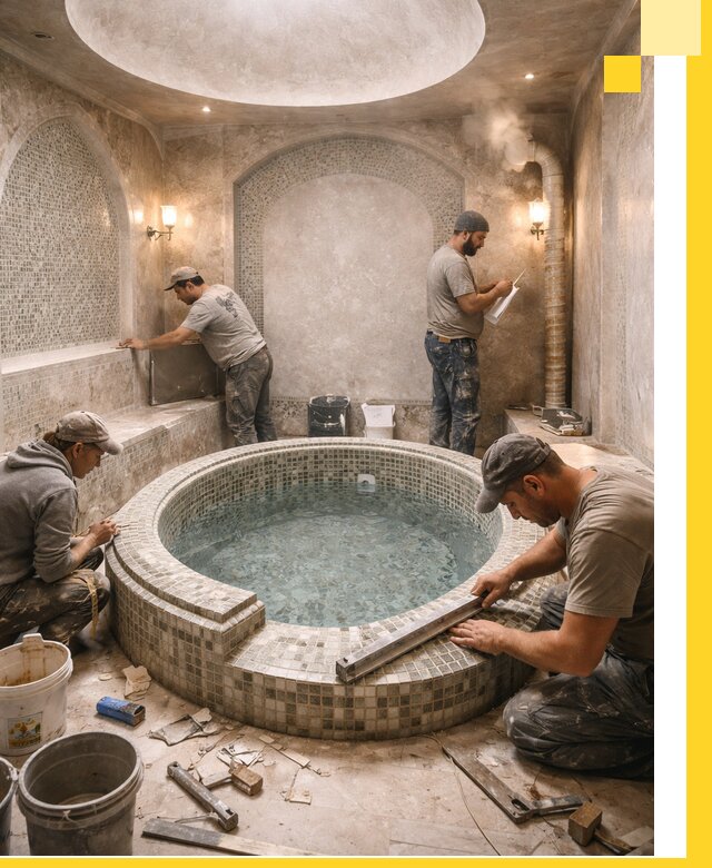 Профессиональное строительство хамама с бассейном в Инте под ключ