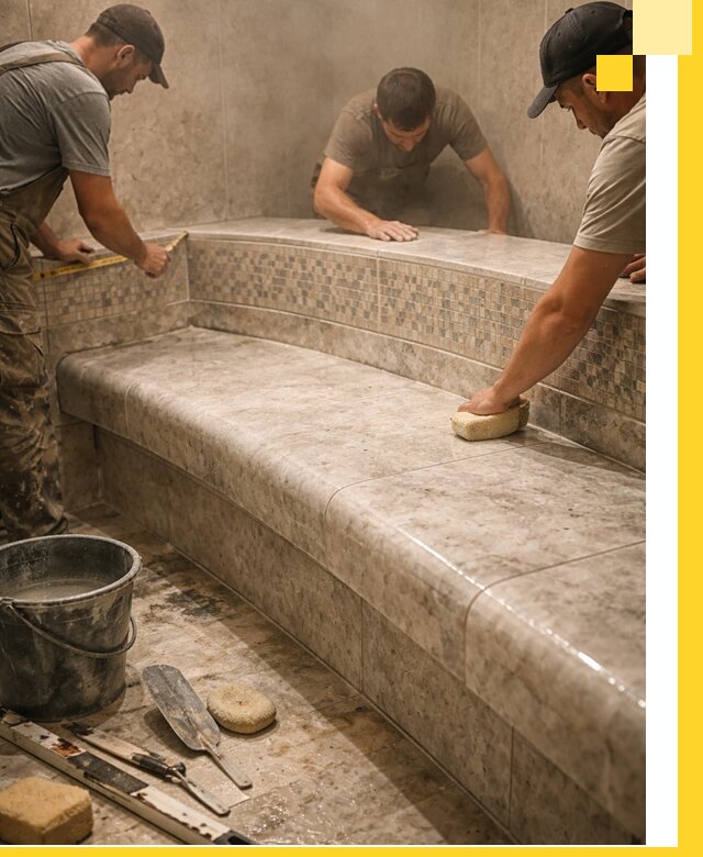 Изготовление и установка сидений для хамама в Инте