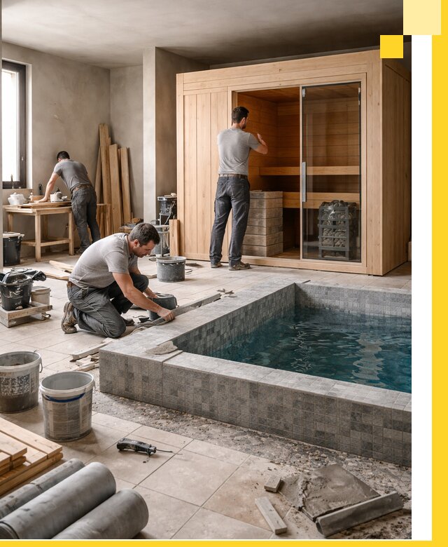 SPA зоны под ключ с бассейном сауной и печью в Инте